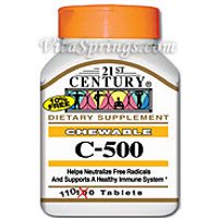 Vitamin C 500 mg Chewable Orange 110 Tablets, 21st Century Health Care