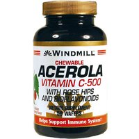 Acerola Vitamin C 500 mg Chewable, 50 Wafers, Windmill Health Products