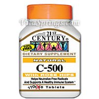 Vitamin C 500 mg with Rose Hip 110 Tablets, 21st Century Health Care