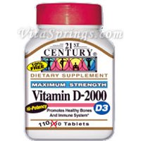 Vitamin D-2000 (D3 2000 IU), 110 Tablets, 21st Century Health Care