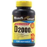 Vitamin D 2000 IU, 120 Softgels, Mason Natural