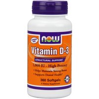 Vitamin D-3 1000 IU, 360 Softgels, NOW Foods