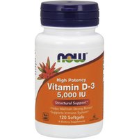 Vitamin D-3 5000 IU (Olive Oil Base), 120 Softgels, NOW Foods