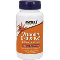 Vitamin D-3 & K-2 1000 IU/45 mcg, 120 Vcaps, NOW Foods