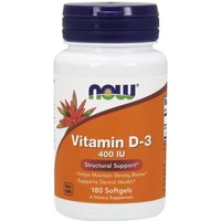 Vitamin D-3 400 IU, 180 Softgels, NOW Foods