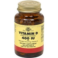 Vitamin D 400 IU (Cholecalciferol), 100 Softgels, Solgar
