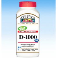 Vitamin D3 1000 IU, D-1000, 500 Tablets, 21st Century HealthCare