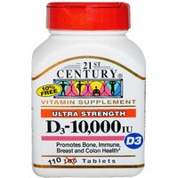 Vitamin D3 10000 IU Ultra Strength, 110 Tablets, 21st Century HealthCare