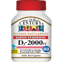 Vitamin D3 2000 IU, 250 Softgels, 21st Century HealthCare