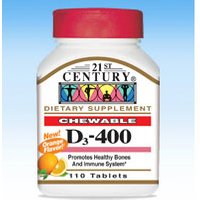 Vitamin D3 400 IU Chewable, Orange, 110 Tablets, 21st Century HealthCare
