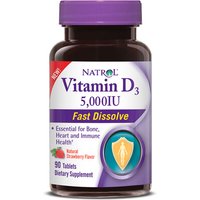 Vitamin D3 5000 IU Fast Dissolve, Strawberry Flavor, 90 Tablets, Natrol