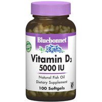 Vitamin D3 5000 IU, 100 Softgels, Bluebonnet Nutrition