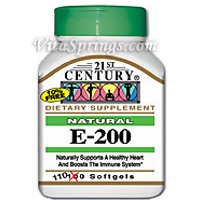 Vitamin E 200 IU D-Alpha Natural 110 Softgels, 21st Century Health Care