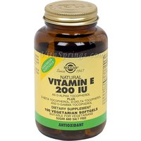 Vitamin E 200 IU Vegetarian (200 IU d-Alpha Tocopherols & Mixed Tocopherols), 100 Softgels, Solgar