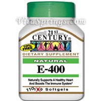 Vitamin E 400 IU D-Alpha Natural 110 Softgels, 21st Century Health Care