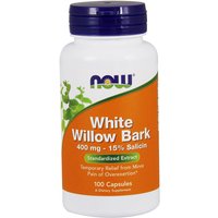 White Willow Bark 400 mg, Standarized Extract, 100 Capsules, NOW Foods