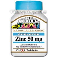 Zinc 50 mg Chelated 110 Tablets, 21st Century Health Care