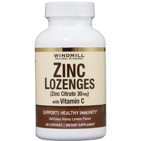 Zinc Lozenges with Vitamin C, Honey Lemon Flavor, 60 Lozenges, Windmill Health Products