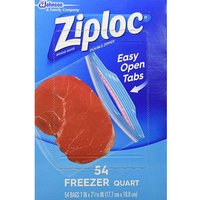 Ziploc Double Zipper Heavy Duty Freezer Quart Bags, 54 Bags