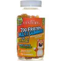 Zoo Friends Multi Gummies Plus Extra C for Children, Value Size, 150 Gummies, 21st Century HealthCare