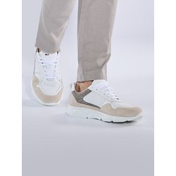 emilio adani Herren Sneaker aus Ledermix Weiß regular gemustert