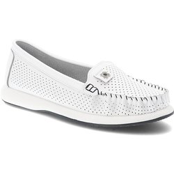 Weiße Mokassins S.Barski Schlupfschuhe