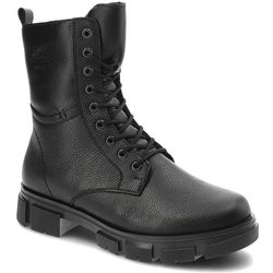 Schwarze Stiefeletten Rieker Gefütterte Damen Lederschuhe