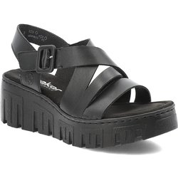 Schwarze Sandalen Rieker Keilschuhe