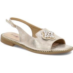 Goldene Sandalen S.Barski Flache Schuhe
