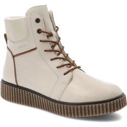Beige Schnürschuhe Rieker Gefütterte Damenschuhe