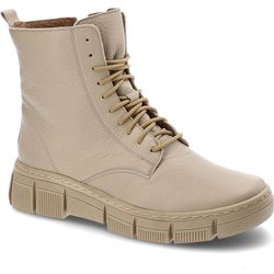Beige Schnürschuhe Wasak Gefütterte Lederschuhe