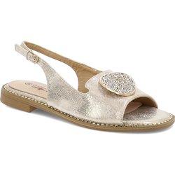 Goldene Sandalen S.Barski Flache Schuhe