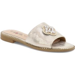 Goldene Flip-Flops S.Barski Flache Schuhe