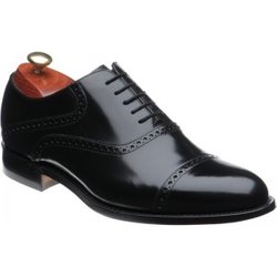 Barker Wilton semi-brogues in Black Polished