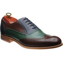 Barker Valiant brogues in Ebony Green Blue Hand Painted Calf