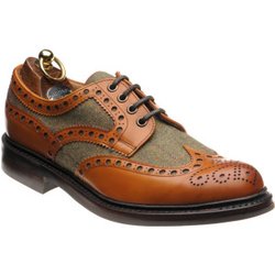 Herring Dartmoor rubber-soled tweed rubber-soled brogues in Moorland Green Tweed and Chestnut Calf