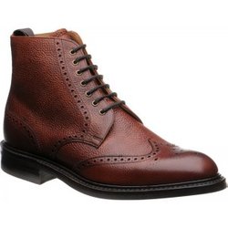 Herring Langdale II rubber-soled brogue boots in Mahogany Grain