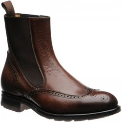 Herring Clark rubber-soled brogue Chelsea boots in Brown Grain