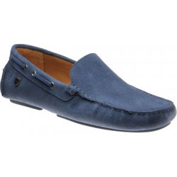 Herring Maranello II rubber-soled driving moccasins in Blue Suede