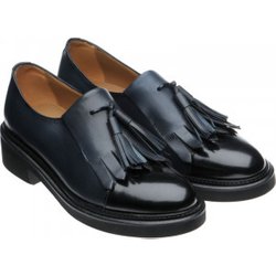 Herring Miranda ladies rubber-soled tasselled loafers in Blue Calf and Black Calf