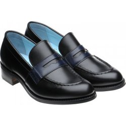 Herring Emma ladies rubber-soled loafers in Black and Navy Calf