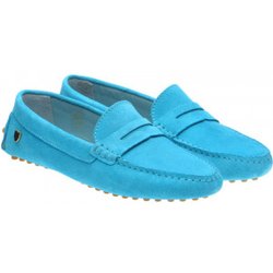 Herring Louisa ladies rubber-soled driving moccasins in Turquoise Suede