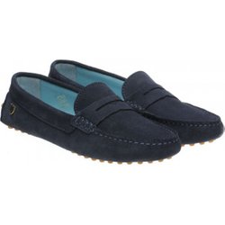 Herring Louisa ladies rubber-soled driving moccasins in Navy Suede