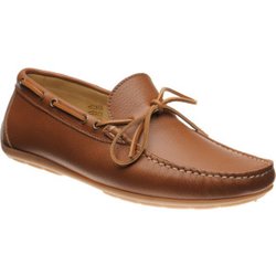 Herring Monza rubber-soled driving moccasins in Tan Grain