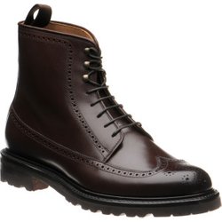 Herring Galashiels rubber-soled brogue boots in Dark Brown Calf