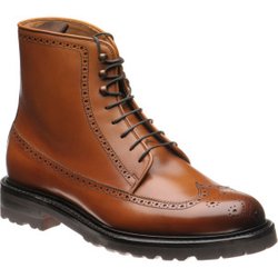 Herring Galashiels rubber-soled brogue boots in Tan Calf