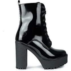 Altercore Damen vegan Stiefel Ivy Patent Schwarz