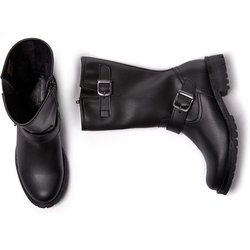 Will's Vegan Store Damen vegan Motorradstiefel Mittellang Schwarz
