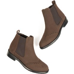 Will's Vegan Store Damen vegan Chelsea Boots Brogue Dunkelbraun