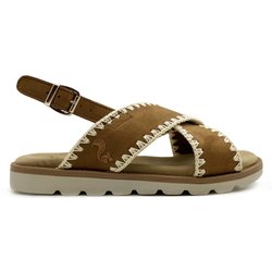 thies Damen vegan Sandale Rec Soft Woven Tobacco Braun